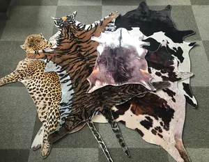 Atacado Personalizado Forma Animal Pele Faux Fur Vaca 3d Impresso Couro tapete