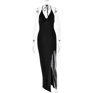 Vestido Largo sin Mangas con Escote en V y Espalda Descubierta, Estilo Europeo Americano, con Abertura Lateral, Elegante Vestido de Noche - Product Image 5