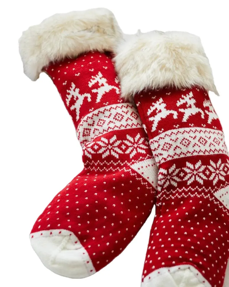 Red Snowflake Knitted Christmas Stocking Wholesale Christmas Gift bag Holidays Decoration Hang Christmas Socks
