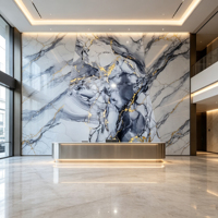 Panneau mural décoratif en PVC imprimé 3D brillant effet marbre, résistant à l'eau et à l'humidité, en plastique pour les intérieurs d'hôtels