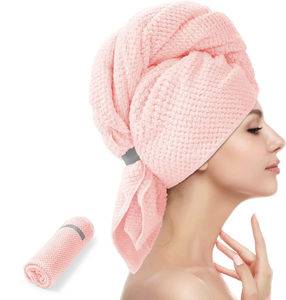 Grandes serviettes en microfibre pour <span class=keywords><strong>cheveux</strong></span> <span class=keywords><strong>bouclés</strong></span> pour femmes, <span class=keywords><strong>serviette</strong></span> de séchage rapide, turban - Product Image 2