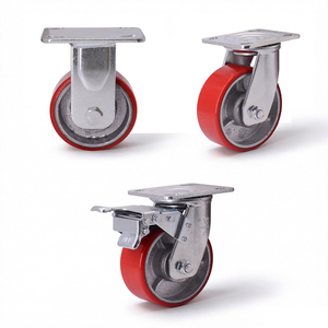 <span class=keywords><strong>Roues</strong></span> pivotantes en polyuréthane de 125 mm, <span class=keywords><strong>roues</strong></span> en fonte de 5 pouces, <span class=keywords><strong>roues</strong></span> pivotantes industrielles robustes en PU rouge, type fixe - Product Image 5