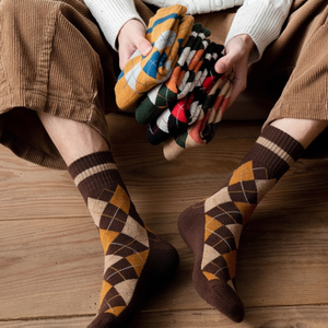 Juncap da uomo studente adulto ha controllato calzini invernali Golji a metà polpaccio spessi calzini lunghi - Product Image 1