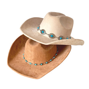 2026 New Arrival Vintage Suede Cowboy <strong>Hat</strong> with Turquoise Concho Band Unisex Outdoor - Product Image 1