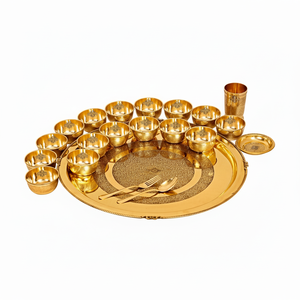IndianArtVilla Juego de cena de diseño en relieve de latón puro de 21 piezas, 20 "pulgadas para servir y comer-Artículo de regalo - Product Image 1