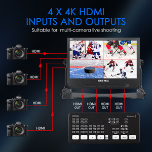 SEETEC FEELWORLD ATEM156 Monitor <span class=keywords><strong>de</strong></span> director <span class=keywords><strong>de</strong></span> transmisión <span class=keywords><strong>en</strong></span> vivo <span class=keywords><strong>de</strong></span> 15,6 pulgadas con 4 salidas <span class=keywords><strong>de</strong></span> entrada HDMI Pantalla dividida cuádruple - Product Image 4