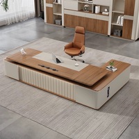 Meubles de bureau en bois de luxe sur mesure, design moderne, table en forme de L pour PDG