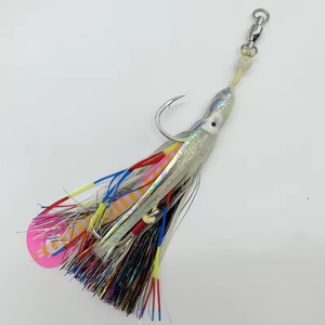 OEM 1/0-5/0 # ganchos biónicos para pinchos de calamar gancho de plantilla doble luminoso con falda de calamar agua salada gancho de jigging de pulpo de doble asistencia - Product Image 4