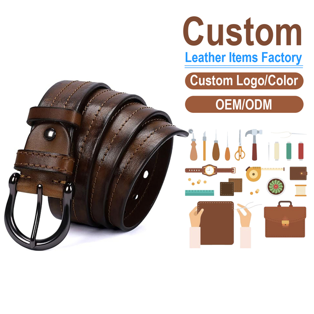 Men's Versatile Genuine Leather Belt, Decorative Cowhide Waist Belt with Alloy Pin Buckle