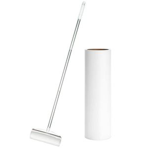 <b>Floor</b> Carpet Lint Sticky <b>Roller</b> Extendable Long Handle Fuzz Cleaning Mop Pet Hair ABS Manual White 19/24cm - Product Image 1