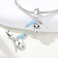 Breloques Winnie l'ourson, Pendentif Hawaïen style Cachemire avec lettre, Breloques en vrac pour enfants en zircon, plaqué argent, perle, barre et fleur