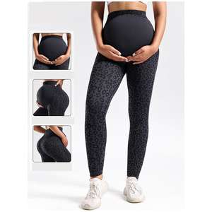 Pantalon de randonnée et de danse pour femmes enceintes, de haute qualité, à haute élasticité, gris foncé, avec plis de corset, vêtements de sport - Product Image 2