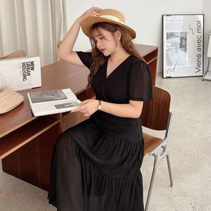 เดรสทรงเค้กคอวีสไตล์ฝรั่งเศส แบรนด์ Runqi  ไซส์พลัส แขนสั้น ยาว ใส่ได้ทุกวัน ระบายอากาศดี สวมใส่สบาย - Product Image 5