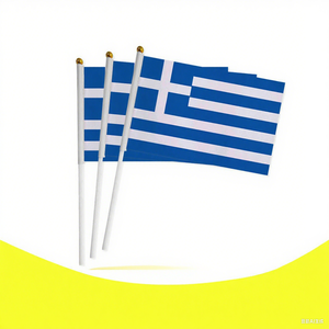 Vente en gros de logo personnalisé grec <span class=keywords><strong>Mini</strong></span> drapeau en polyester 21X14cm avec porte-bâtons <span class=keywords><strong>Mini</strong></span> drapeau à main personnalisé - Product Image 4