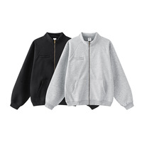 Jaket Sweater Unisex Oversize Resleting Musim Gugur 2026 Nyaman Ukuran Besar Bordir Timbul Ramah Lingkungan Streetwear