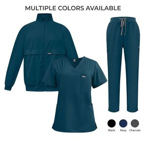Ensemble de 3 pièces de blouses médicales en gros pour femmes, uniformes d'infirmières en rayonne douce avec veste, personnalisables avec logo, pour le personnel de santé 42192+52002 - Product Image 2