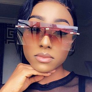 Gafas de Sol Cuadradas Extra Grandes con Logotipo Personalizado, Retro, a la Moda, con Protección UV400, sin Montura, de una Pieza, para Hombre y Mujer - Product Image 1