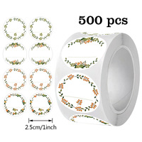 Lot de 500 autocollants kraft vierges imprimables à motif floral, étiquettes adhésives pour boulangerie, fournitures d'emballage cadeau fait main