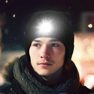 Musica senza fili caldo berretto inverno morbido LED indicatore cappello senza fili BT cuffie per camminare Jogging escursioni nella stagione fredda - Product Image 3