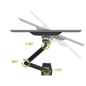 Nouveau support d'écran d'ordinateur 27 pouces en aluminium noir avec ressort à gaz, rotation 180°, <span class=keywords><strong>interface</strong></span> USB, inclinaison 90°, VESA 75/100, charge 8 kg - Product Image 5