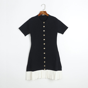 GX8315 <span class=keywords><strong>Abito</strong></span> Estivo da Donna alla Moda 2025, Mini <span class=keywords><strong>Abito</strong></span> <span class=keywords><strong>in</strong></span> <span class=keywords><strong>Maglia</strong></span> a Maniche Corte con Patchwork Colorato e Plissettatura, Elegante e Sexy per Serate - Product Image 2