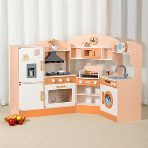 Jouets de cuisine en bois multifonctions simulant un grand <span class=keywords><strong>jeu</strong></span> de cuisine Ensemble de cuisine en bois rose pour enfants - Product Image 2