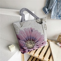Sac à main fourre-tout brodé de fleurs mignonnes de grande capacité pour femmes Style décontracté avec fermeture à glissière à double poignée Prix Sac à provisions