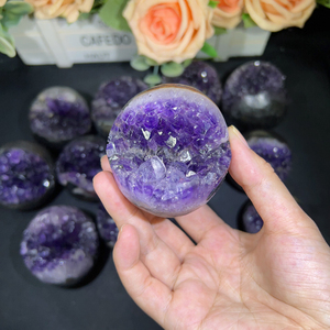 Hot Bán <span class=keywords><strong>Druzy</strong></span> Thạch Anh Tím Lĩnh Vực Reiki Chữa Bệnh Đá Thạch Anh Tím Cụm Bóng Cho Thiền - Product Image 2