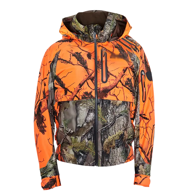 Custom Waterproof Orange Camo Jacket For Hunting 100% Polyester