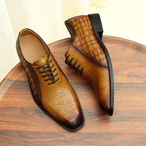 Zapatos Oxford Formales de Negocios Hechos a Mano de Alta Calidad para Hombre, de Piel Auténtica, Impermeables, con Cordones, para Otoño - Product Image 1