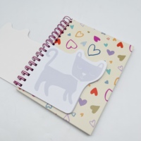 Cuaderno Espiral A5 con Dibujos Animados de Gatos y Peces, 80 Hojas, Papel Grueso que No se Corre, Apertura Plana, Diario para Niños, Material Escolar