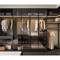 Haute qualité personnalisé moderne promenade dans le placard organisateur laque gris foncé armoire à vêtements conception de garde-robe avec coiffeuse