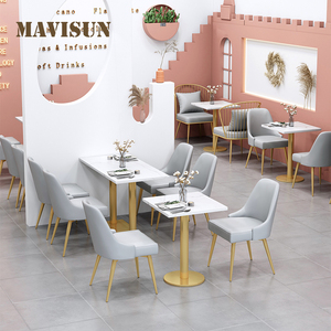 Juego de Mesa de Comedor de Madera con Sillas Swan y Estructura Metálica - Diseño Moderno para Restaurantes y Uso Comercial - Product Image 2