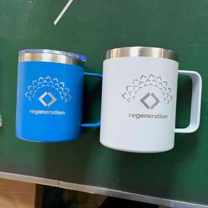 Taza aislada con recubrimiento en polvo de 12oz y 14 oz con logotipo personalizado, tazas de café de acero inoxidable con asa, vaso al vacío de doble pared con tapa - Product Image 5