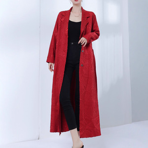 Abito Cardigan elegante da <span class=keywords><strong>donna</strong></span> nuovo autunno grande ricamo in rilievo <span class=keywords><strong>Trench</strong></span> pesante industria pesante Abaya capispalla - Product Image 2