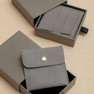 Bolsa de terciopelo de microfibra con logotipo personalizado del fabricante para guardar anillos, pendientes, collares y colgantes, con cierre, para viaje o regalo. - Product Image 2