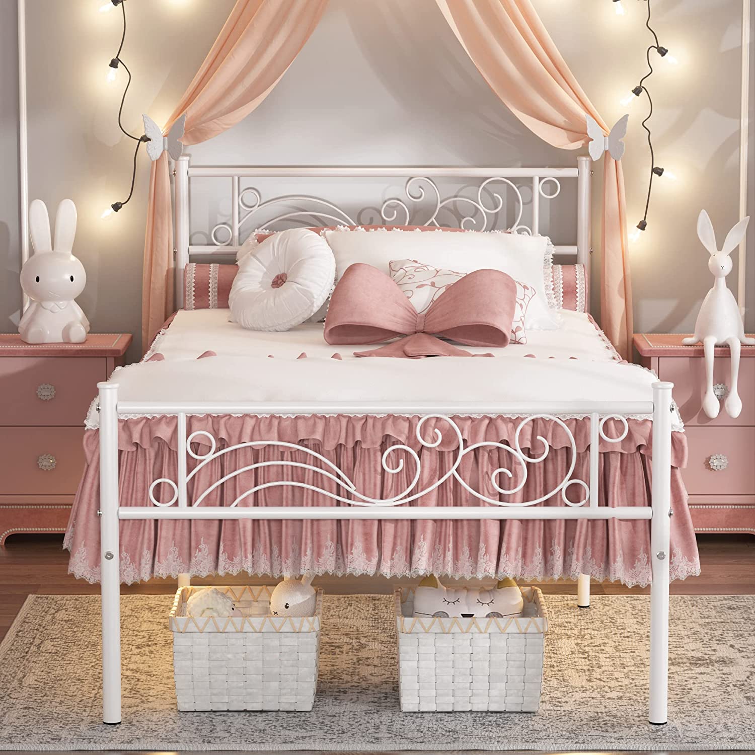 Furniture Girls Iron Bed Yoneston 12” Full Size Heavy Duty Metal Platform  Bed Frame With, image size:1500x1500