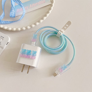 Juego <span class=keywords><strong>de</strong></span> funda <span class=keywords><strong>de</strong></span> cargador para iPhone 18W/20W cubierta <span class=keywords><strong>de</strong></span> cabeza <span class=keywords><strong>de</strong></span> <span class=keywords><strong>carga</strong></span> <span class=keywords><strong>de</strong></span> EE. UU. gradiente suave caramelo oso decoración <span class=keywords><strong>Cable</strong></span> mordedura Protector para relámpago - Product Image 3
