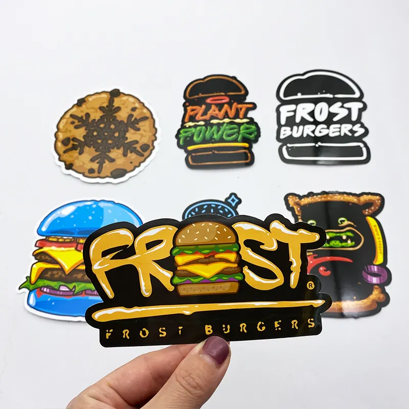 Custom Printing Waterproof PVC Vinyl Stickers, Self Adhesive Cartoon Company Business Brand Label Logo Design Die Cut Sticker