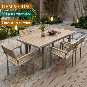 Ensemble de salle <span class=keywords><strong>à</strong></span> manger de patio moderne résistant aux intempéries, structure en aluminium, table extensible en WPC pour 6 <span class=keywords><strong>personnes</strong></span>, ensemble de <span class=keywords><strong>8</strong></span> chaises - Product Image 1