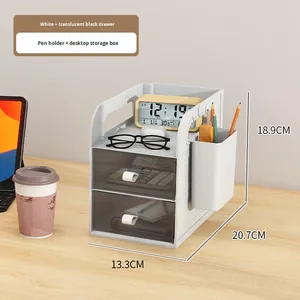 Organisateur de <span class=keywords><strong>bureau</strong></span> minimaliste à un seul niveau en plastique pour étudiants, étagère modulaire et rangement pour dortoir, maison ou <span class=keywords><strong>bureau</strong></span> - Product Image 6