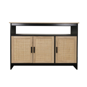 Modern TV Cabinet Living Room Furniture TV Stand 3 Doors Rattan Cabinet with Large Storage Space