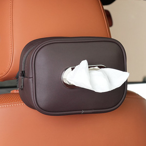 T-1235 Organisateur de voiture portable en cuir PU souple de haute qualité avec logo personnalisé, boîte à mouchoirs universelle pour dossier de siège, rangement de papier, nouveau intérieur - Product Image 5
