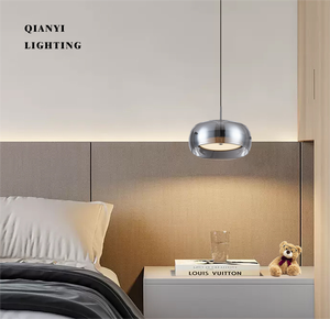 Lampadario Vintage Moderno in Vetro <span class=keywords><strong>Grigio</strong></span>, Illuminazione per Sala da Pranzo di Villa, <span class=keywords><strong>Paralume</strong></span> Semicircolare, Installazione Sospesa per Ristorante - Product Image 1