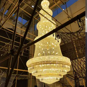 Spiral Stairs Chandelier Gold Custom Long Traditional Glass Chrome Cascading Crystal LED Customized Service Modern Nordic Lamp