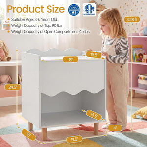 Comodino Moderno e Resistente <span class=keywords><strong>per</strong></span> Bambini, Tavolino Laterale con Bordo Ondulato, Ampio Piano e Ampio Vano Portaoggetti, Tavolino in Legno <span class=keywords><strong>per</strong></span> Camera dei Bambini - Product Image 6