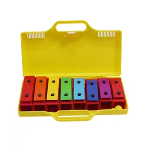 Xilófono de 8 Notas con Campanas Resonadoras Coloridas, Bloques de Tono Metálicos Individuales, con Estuche, Instrumento de Percusión Orff para Niños - Product Image 1