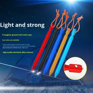 Outdoor Ultra-light Triangular Aluminum Alloy Floor Nail for <strong>Tent</strong> &amp; Canopy Reinforced Windproof 23cm With Rope - Product Image 2
