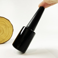 Flacon en verre vide rond de 15 ml pour vernis à ongles, avec revêtement couleur personnalisé, bouchon doré et pinceau, pour gel à ongles