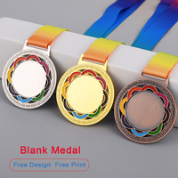 Médailles de récompense vierges avec ruban coloré, trophées de vainqueur, cadeaux, vente en gros et livraison directe pour fabricants et fournisseurs